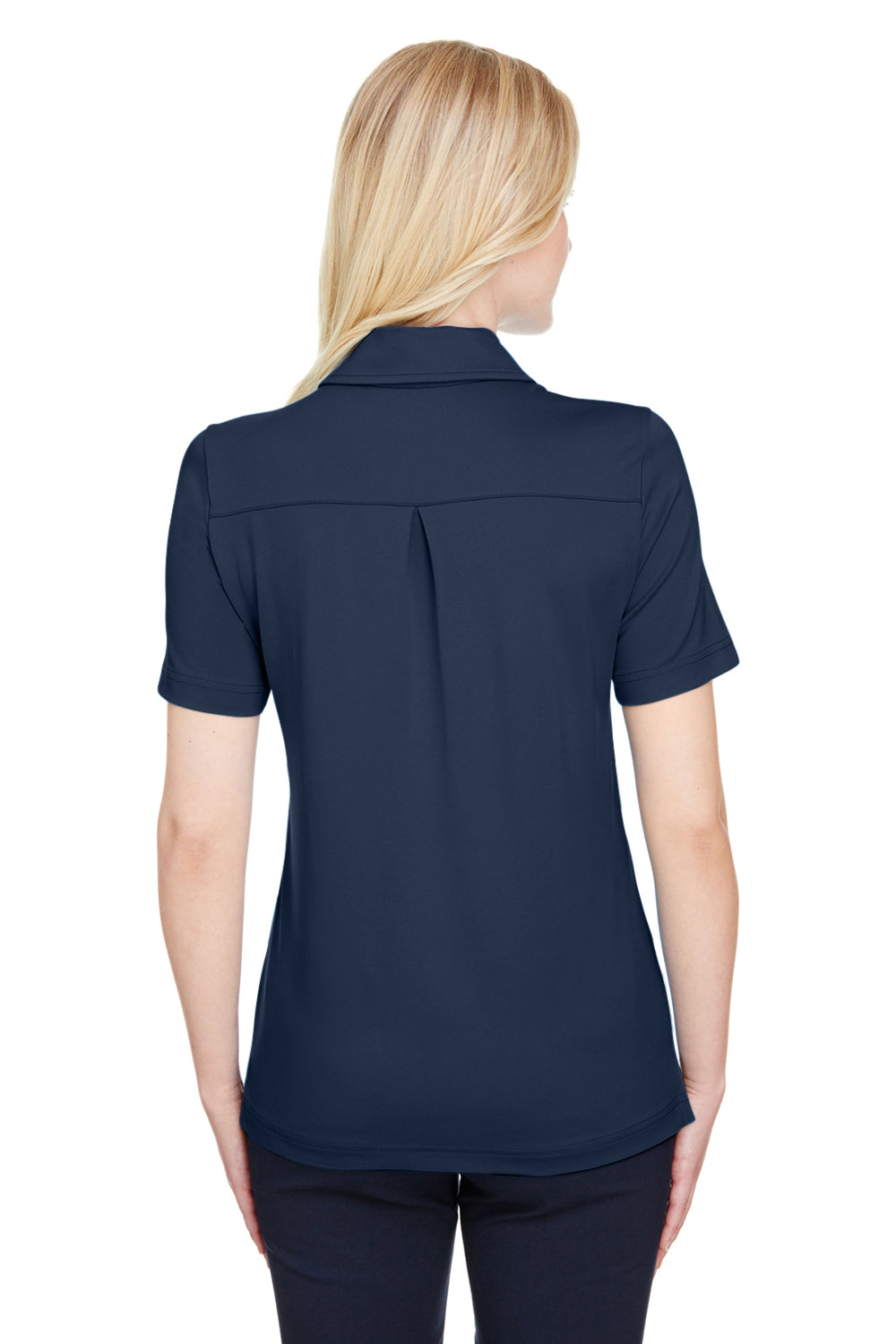 Devon & Jones DG21W Womens CrownLux Range Flex Performance Moisture Wicking Short Sleeve Polo Shirt Navy Blue Model Back