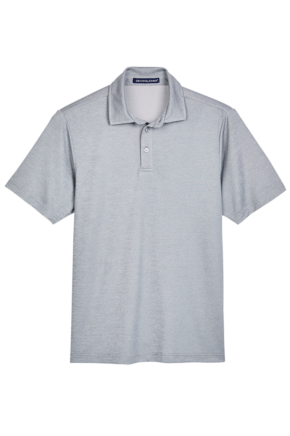 Devon & Jones DG22 Mens CrownLux Address Melange Performance Moisture Wicking Short Sleeve Polo Shirt Heather Grey Flat Front