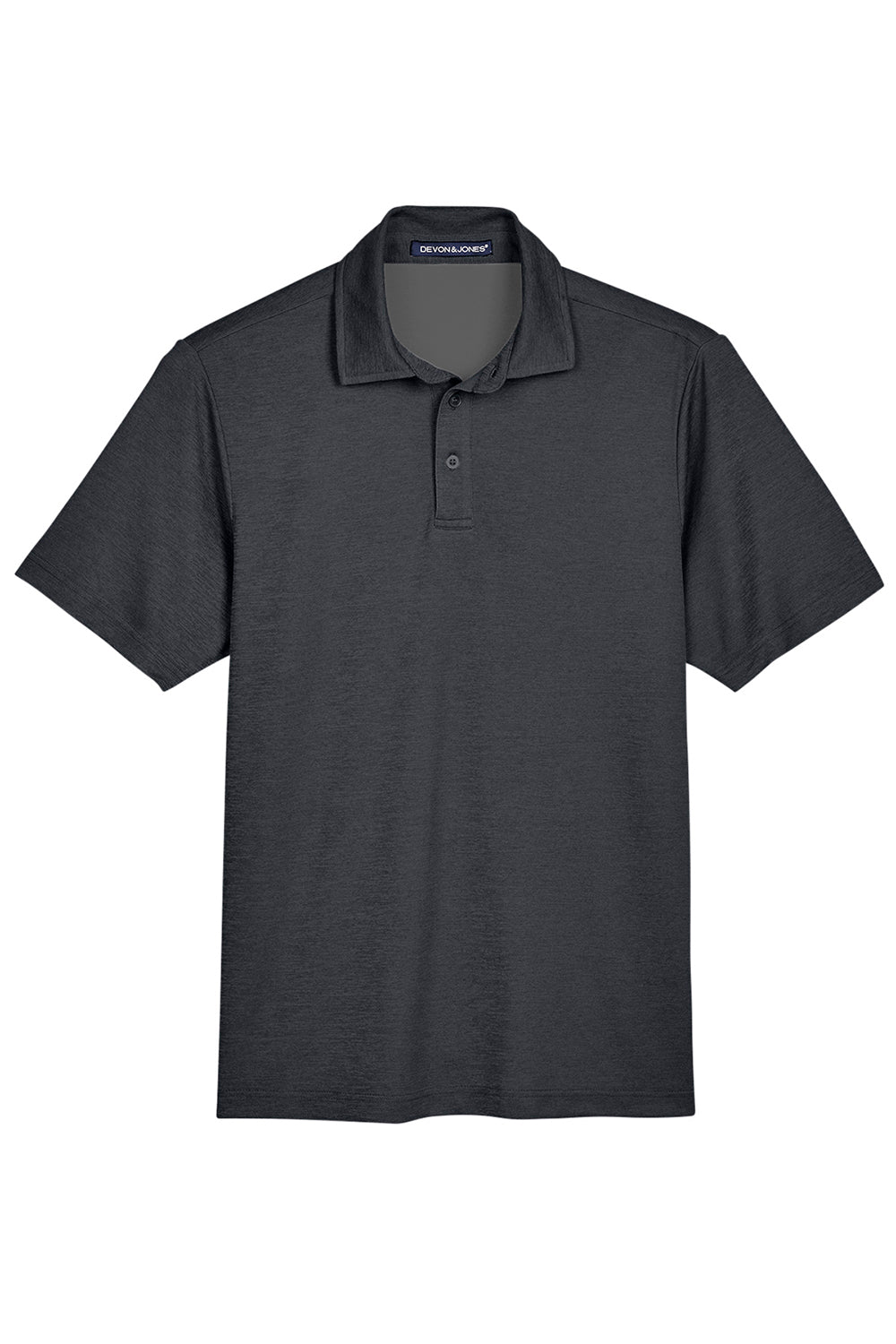 Devon & Jones DG22 Mens CrownLux Address Melange Performance Moisture Wicking Short Sleeve Polo Shirt Heather Black Flat Front