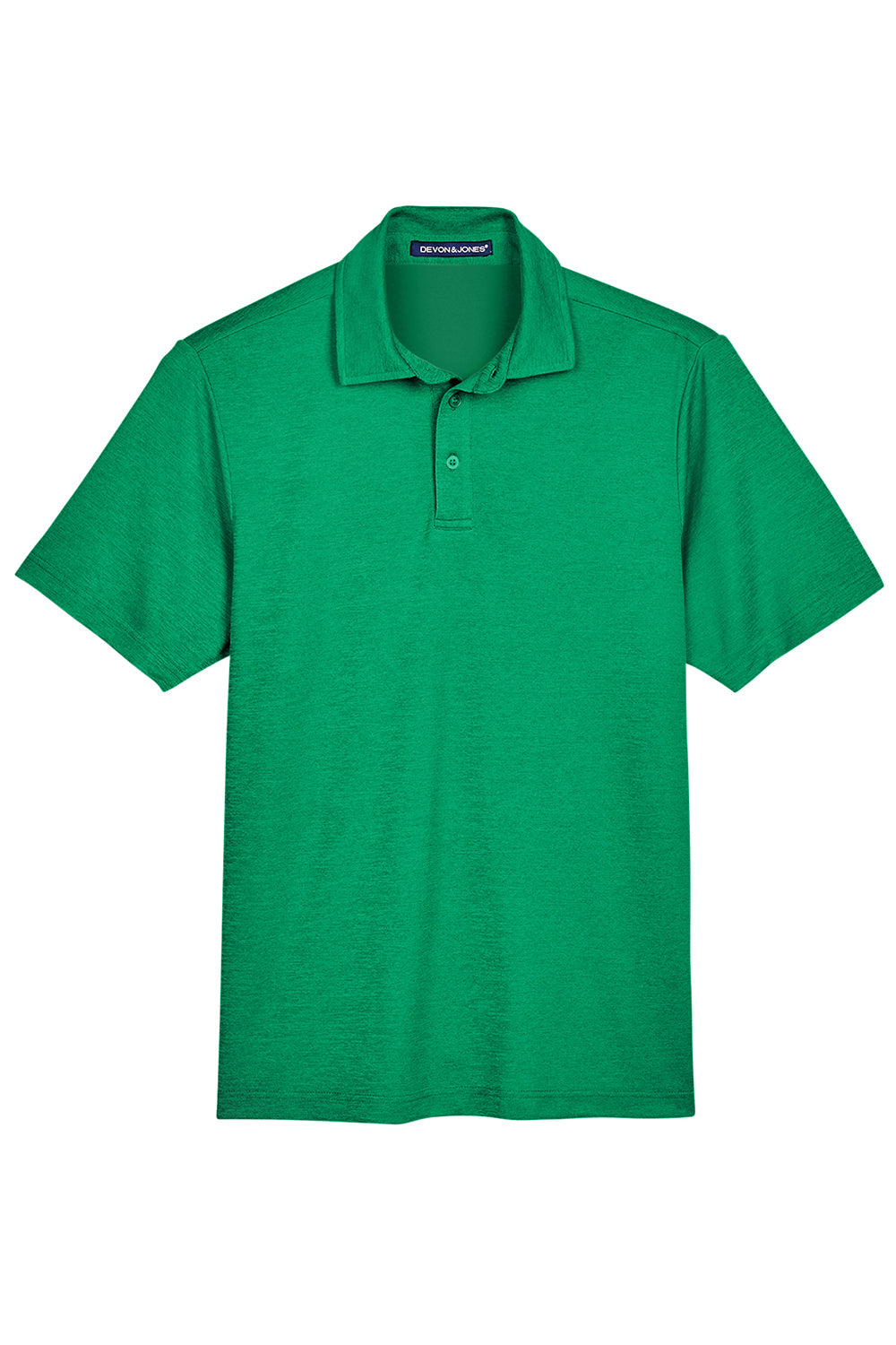 Devon & Jones DG22 Mens CrownLux Address Melange Performance Moisture Wicking Short Sleeve Polo Shirt Heather Kelly Green Flat Front