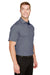 Devon & Jones DG22 Mens CrownLux Address Melange Performance Moisture Wicking Short Sleeve Polo Shirt Heather Navy Blue Model 3q