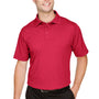 Devon & Jones Mens CrownLux Address Melange Performance Moisture Wicking Short Sleeve Polo Shirt - Heather Red