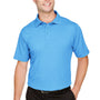 Devon & Jones Mens CrownLux Address Melange Performance Moisture Wicking Short Sleeve Polo Shirt - Heather Ocean Blue