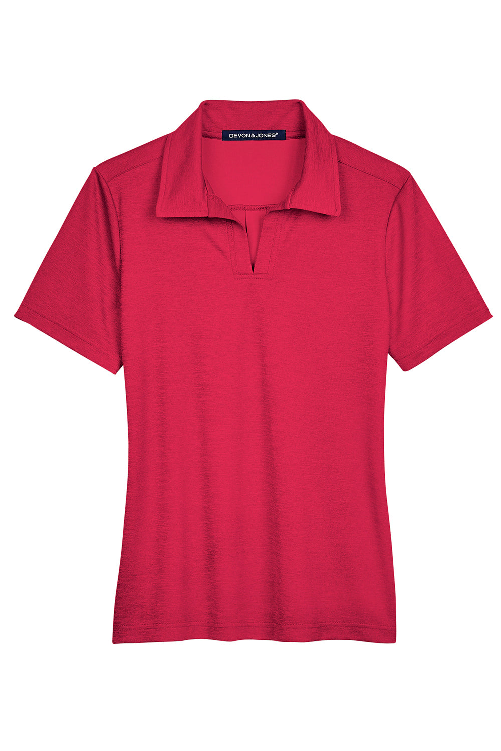 Devon & Jones DG22W Womens CrownLux Address Melange Performance Moisture Wicking Short Sleeve Polo Shirt Heather Red Flat Front