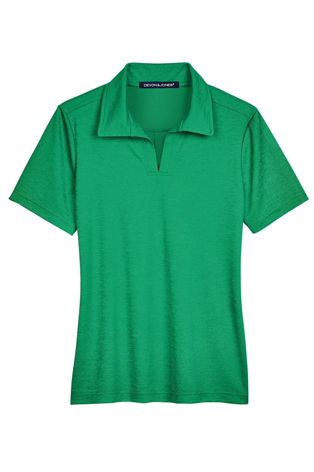 Devon & Jones DG22W Womens CrownLux Address Melange Performance Moisture Wicking Short Sleeve Polo Shirt Heather Kelly Green Flat Front