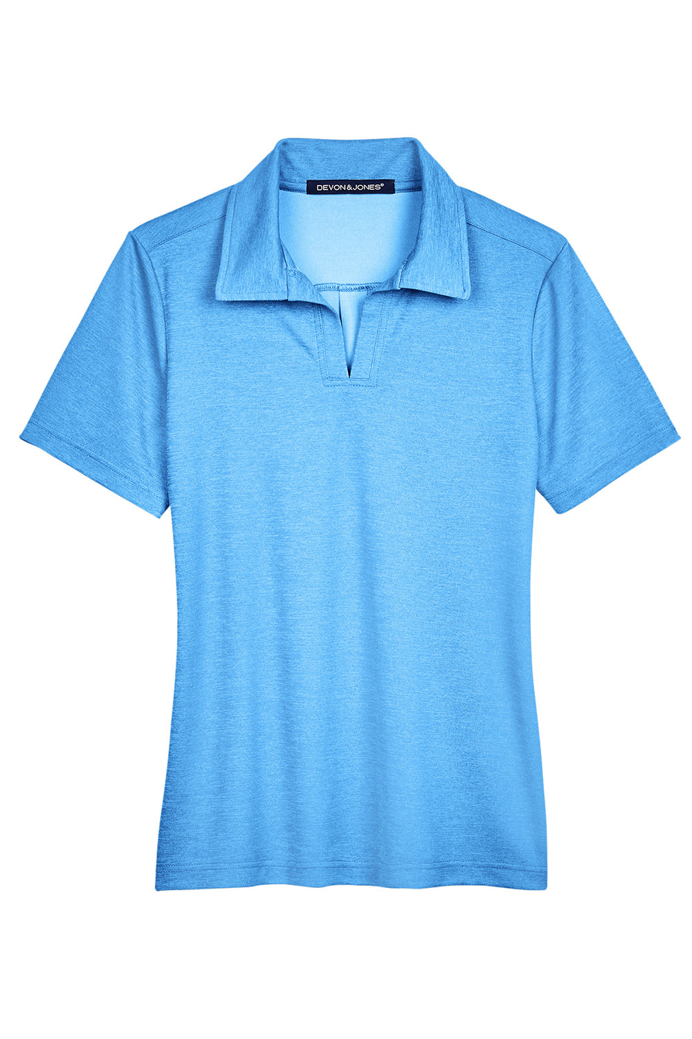 Devon & Jones DG22W Womens CrownLux Address Melange Performance Moisture Wicking Short Sleeve Polo Shirt Heather Ocean Blue Flat Front