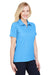 Devon & Jones DG22W Womens CrownLux Address Melange Performance Moisture Wicking Short Sleeve Polo Shirt Heather Ocean Blue Model 3q