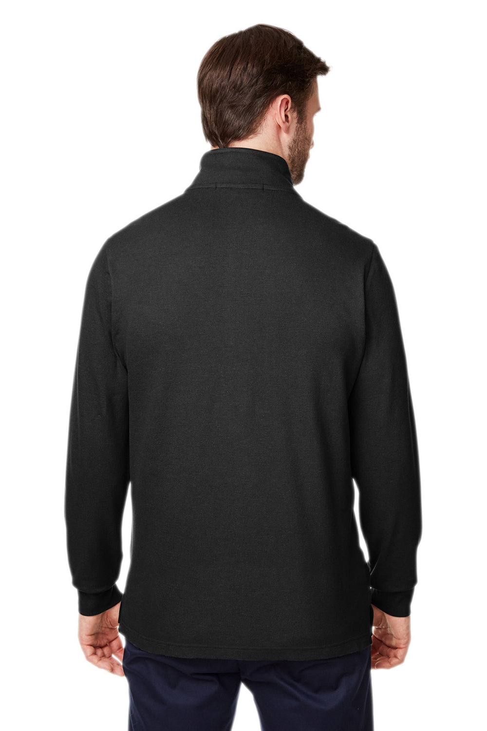 Devon & Jones DG400 Mens New Classics Performance Moisture Wicking 1/4 Zip Sweatshirt Black Model Back