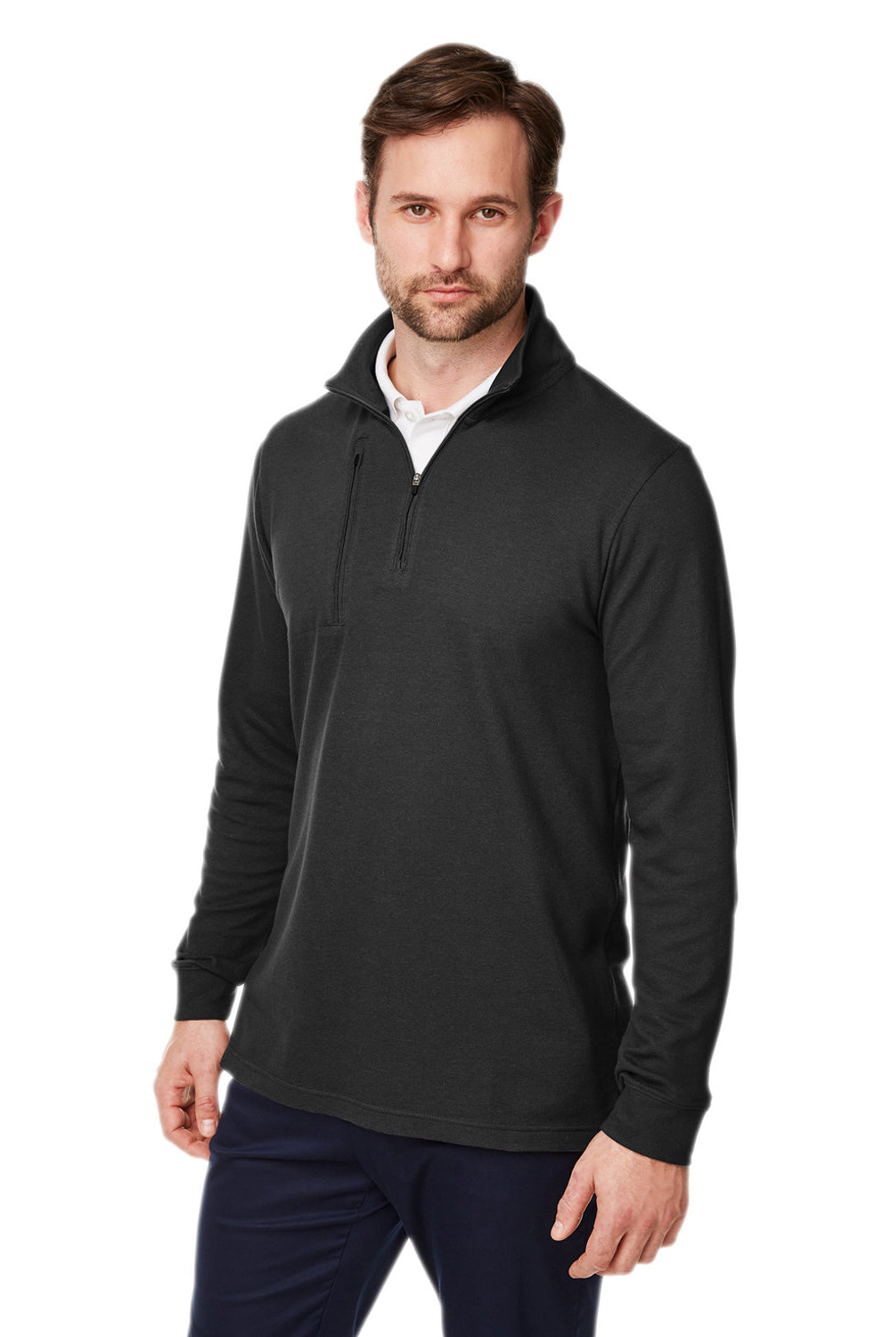 Devon & Jones DG400 Mens New Classics Performance Moisture Wicking 1/4 Zip Sweatshirt Black Model 3q