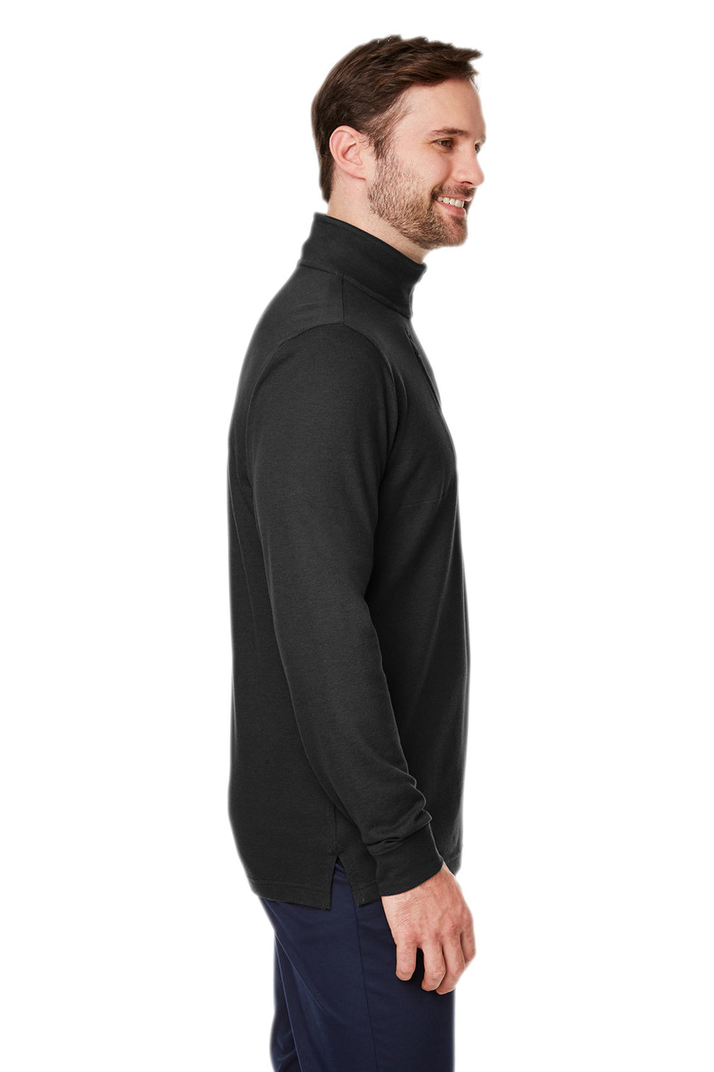 Devon & Jones DG400 Mens New Classics Performance Moisture Wicking 1/4 Zip Sweatshirt Black Model Side