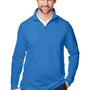 Devon & Jones Mens New Classics Performance Moisture Wicking 1/4 Zip Sweatshirt - French Blue