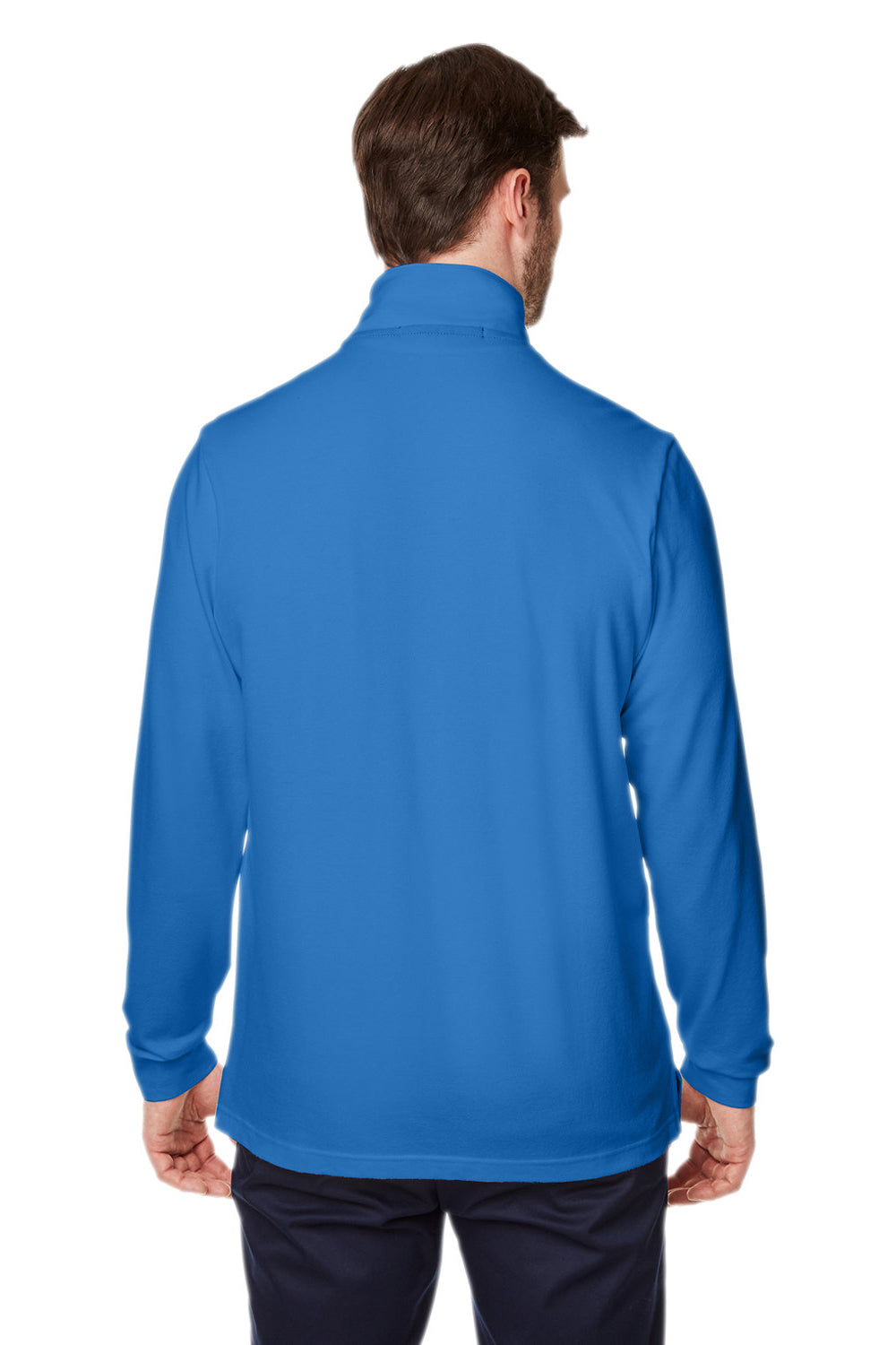 Devon & Jones DG400 Mens New Classics Performance Moisture Wicking 1/4 Zip Sweatshirt French Blue Model Back