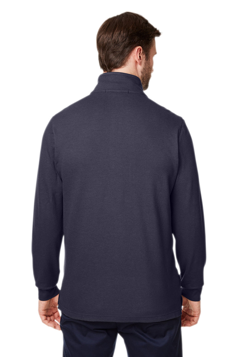 Devon & Jones DG400 Mens New Classics Performance Moisture Wicking 1/4 Zip Sweatshirt Navy Blue Model Back