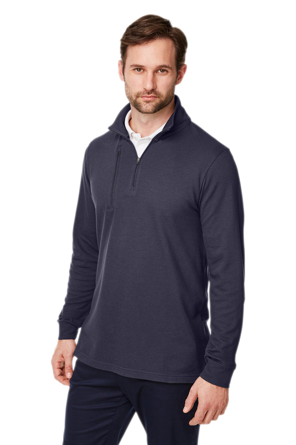 Devon & Jones DG400 Mens New Classics Performance Moisture Wicking 1/4 Zip Sweatshirt Navy Blue Model 3q