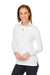 Devon & Jones DG400W Womens New Classics Performance Moisture Wicking 1/4 Zip Sweatshirt White Model 3q