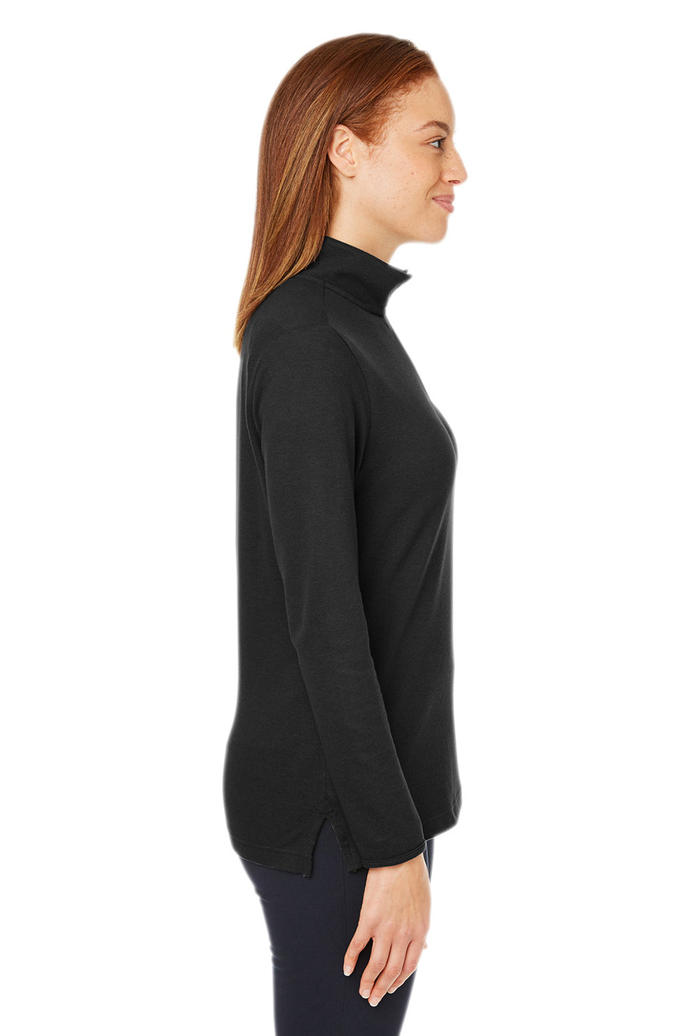 Devon & Jones DG400W Womens New Classics Performance Moisture Wicking 1/4 Zip Sweatshirt Black Model Side