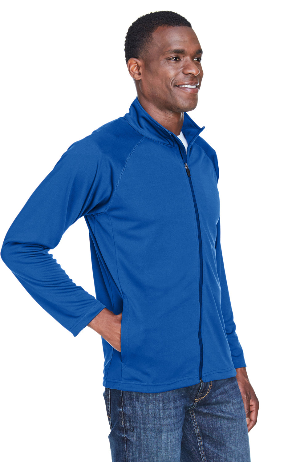 Devon & Jones DG420 Mens Compass Stretch Tech Moisture Wicking Full Zip Sweatshirt True Royal Blue Model 3q