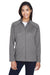 Devon & Jones DG420W Womens Compass Stretch Tech Moisture Wicking Full Zip Sweatshirt Heather Dark Grey Model Front