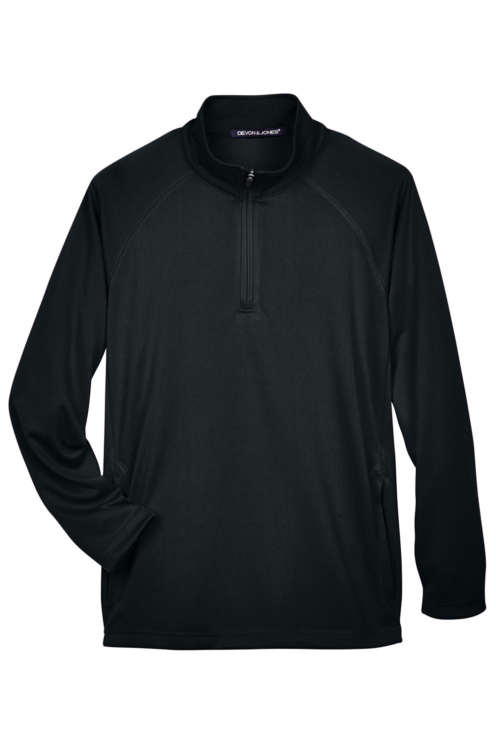 Devon & Jones DG440 Mens Compass Stretch Tech Moisture Wicking 1/4 Zip Sweatshirt Black Flat Front