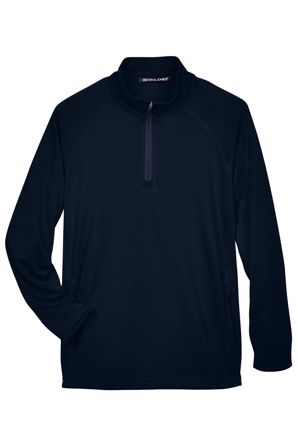 Devon & Jones DG440 Mens Compass Stretch Tech Moisture Wicking 1/4 Zip Sweatshirt Navy Blue Flat Front