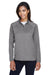 Devon & Jones DG440W Womens Compass Stretch Tech Moisture Wicking 1/4 Zip Sweatshirt Heather Dark Grey Model Front