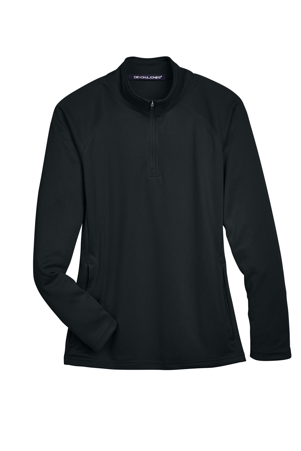 Devon & Jones DG440W Womens Compass Stretch Tech Moisture Wicking 1/4 Zip Sweatshirt Black Flat Front