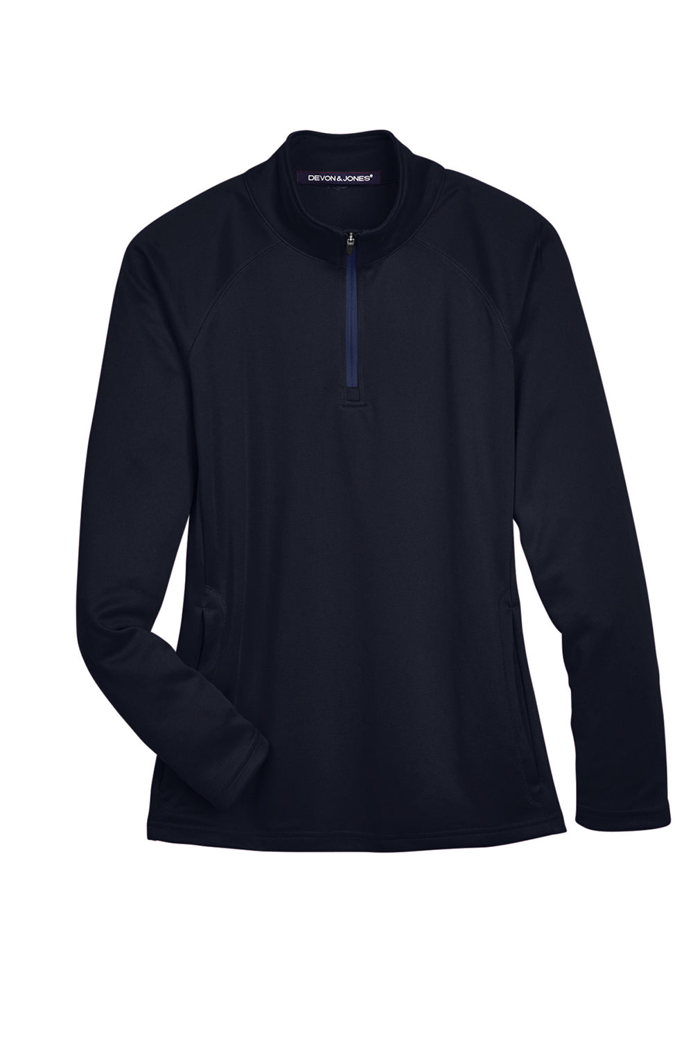 Devon & Jones DG440W Womens Compass Stretch Tech Moisture Wicking 1/4 Zip Sweatshirt Navy Blue Flat Front