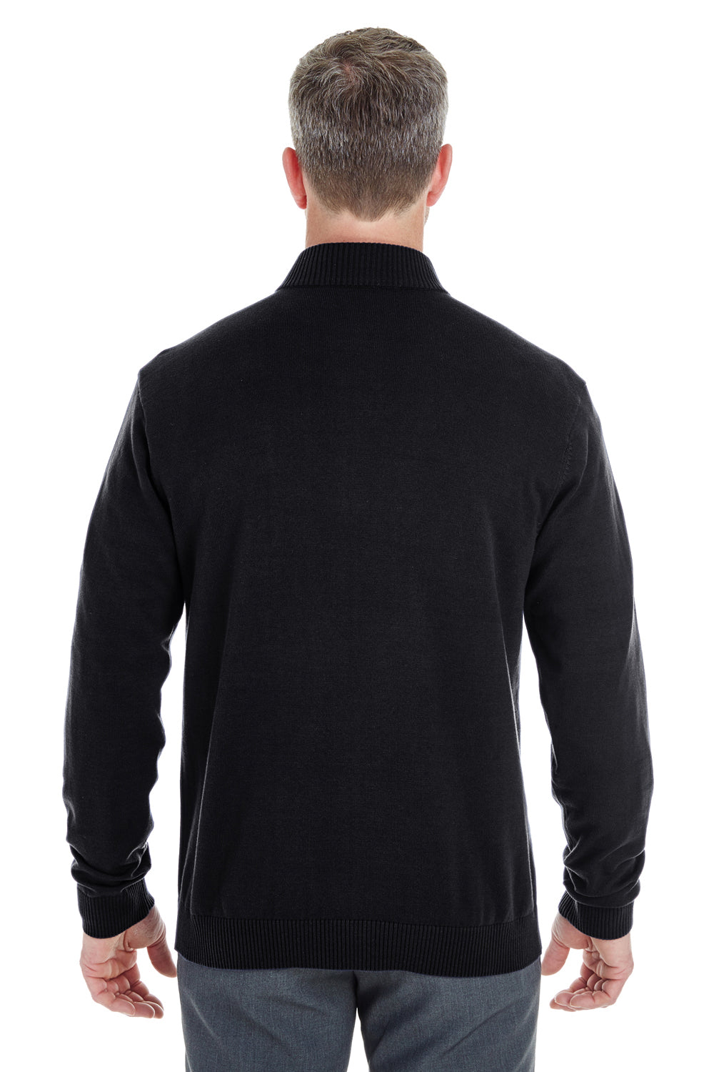 Devon & Jones DG478 Mens Manchester Jersey 1/4 Zip Sweater Black Model Back