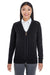 Devon & Jones DG478W Womens Manchester Jersey Full Zip Sweater Black Model Front