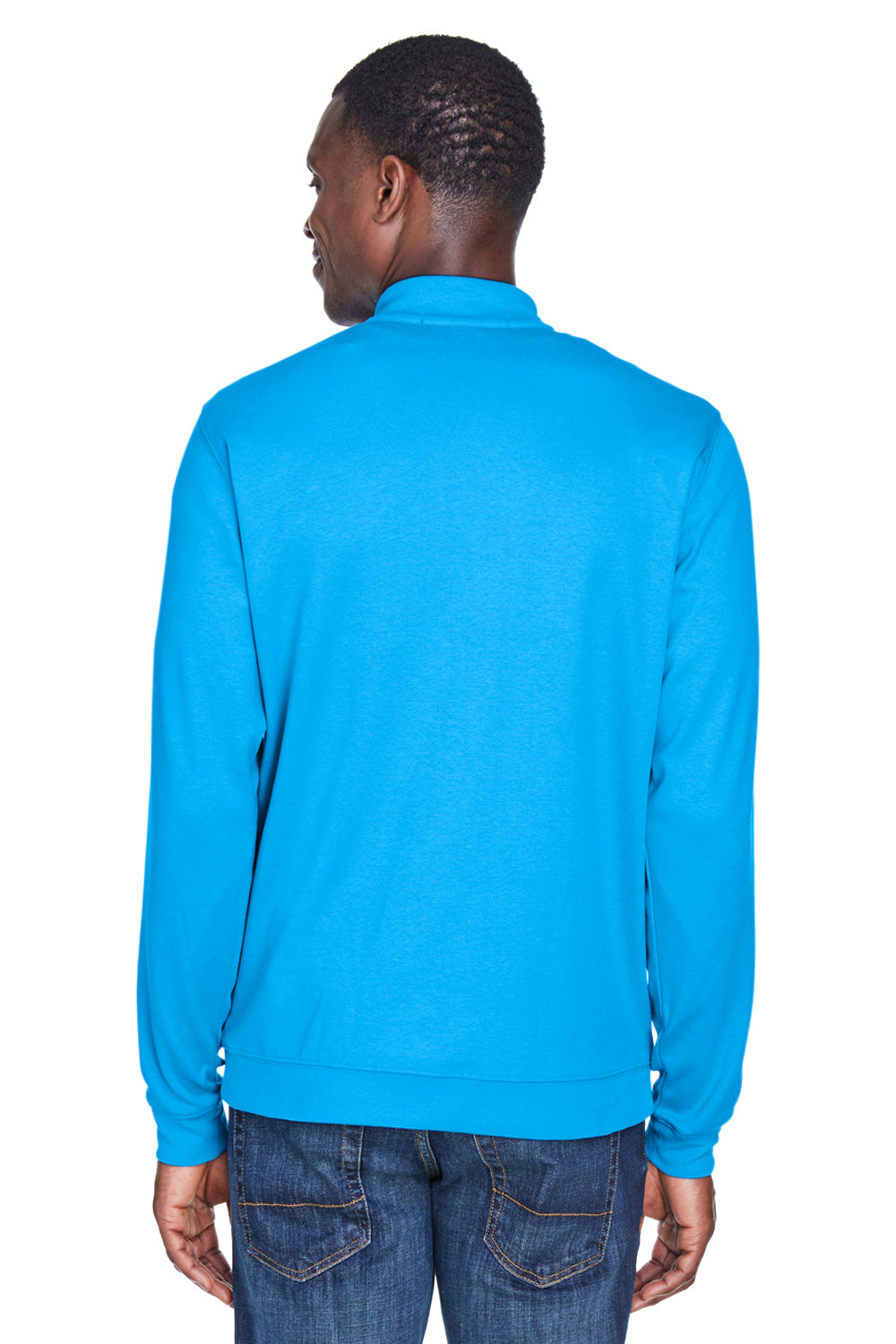 Devon & Jones DG479 Mens DryTec20 Performance Moisture Wicking 1/4 Zip Sweatshirt Ocean Blue Model Back