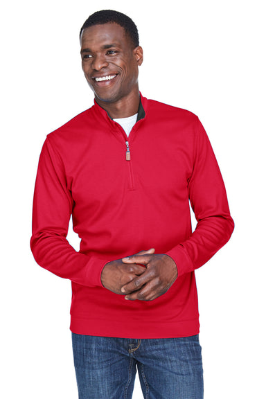 Devon & Jones DG479 Mens DryTec20 Performance Moisture Wicking 1/4 Zip Sweatshirt Red Model Front