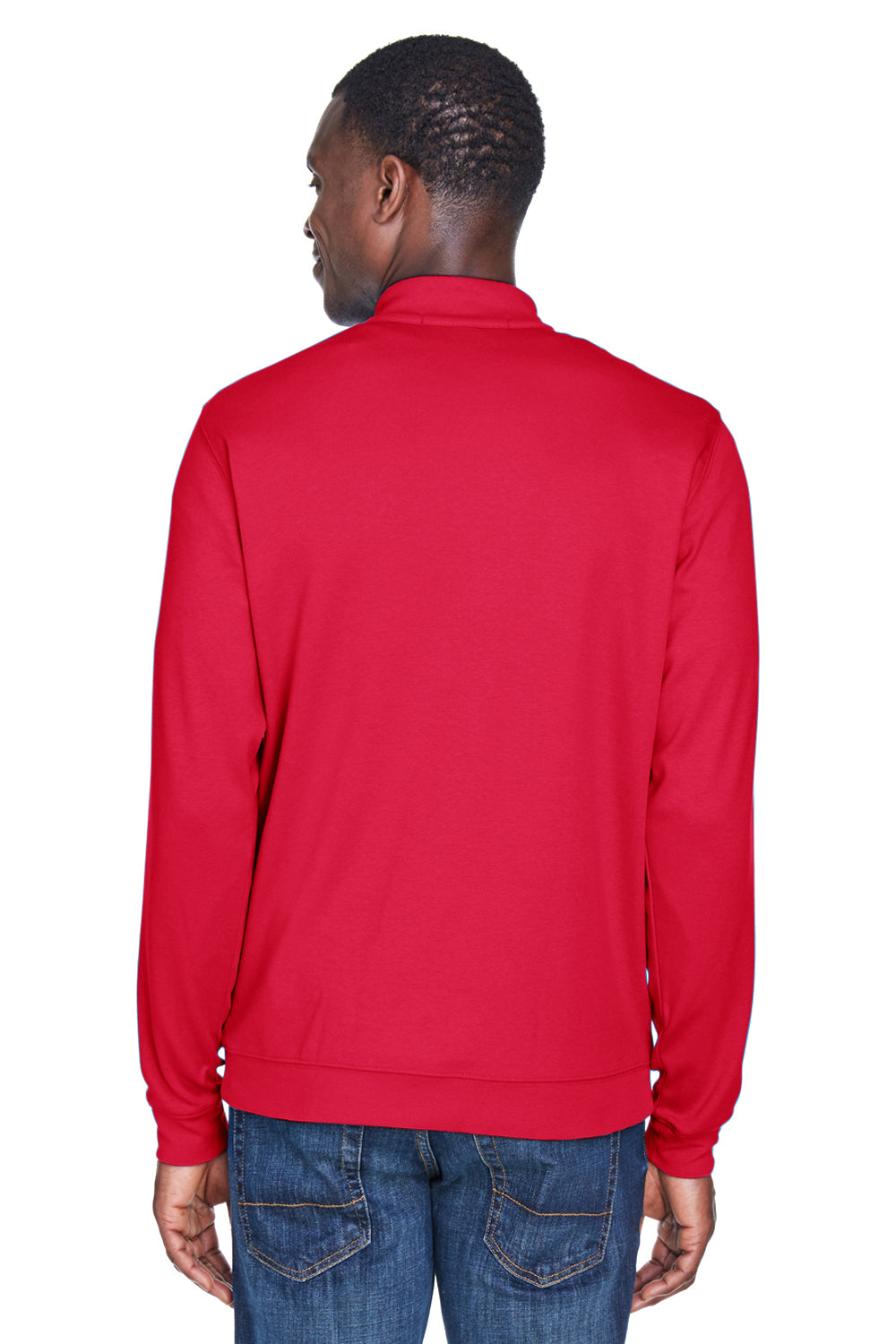 Devon & Jones DG479 Mens DryTec20 Performance Moisture Wicking 1/4 Zip Sweatshirt Red Model Back