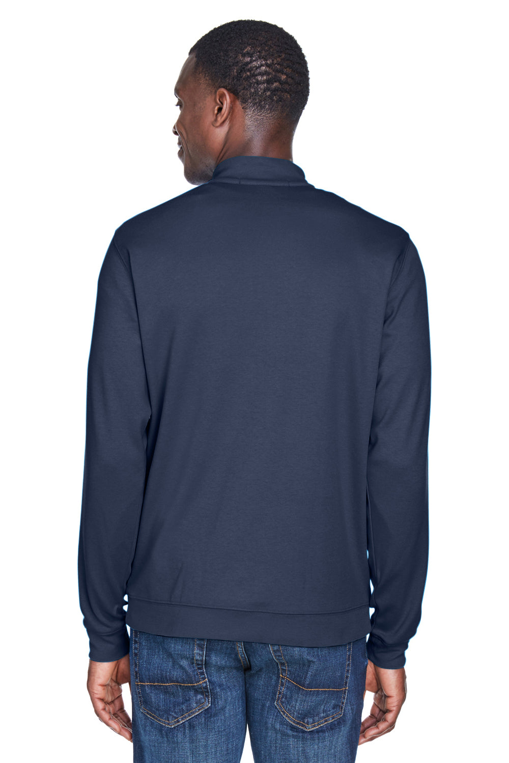 Devon & Jones DG479 Mens DryTec20 Performance Moisture Wicking 1/4 Zip Sweatshirt Navy Blue Model Back