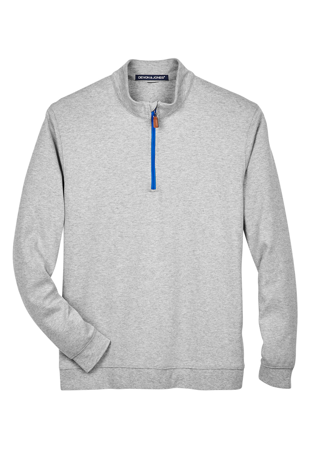 Devon & Jones DG479 Mens DryTec20 Performance Moisture Wicking 1/4 Zip Sweatshirt Heather Grey Flat Front