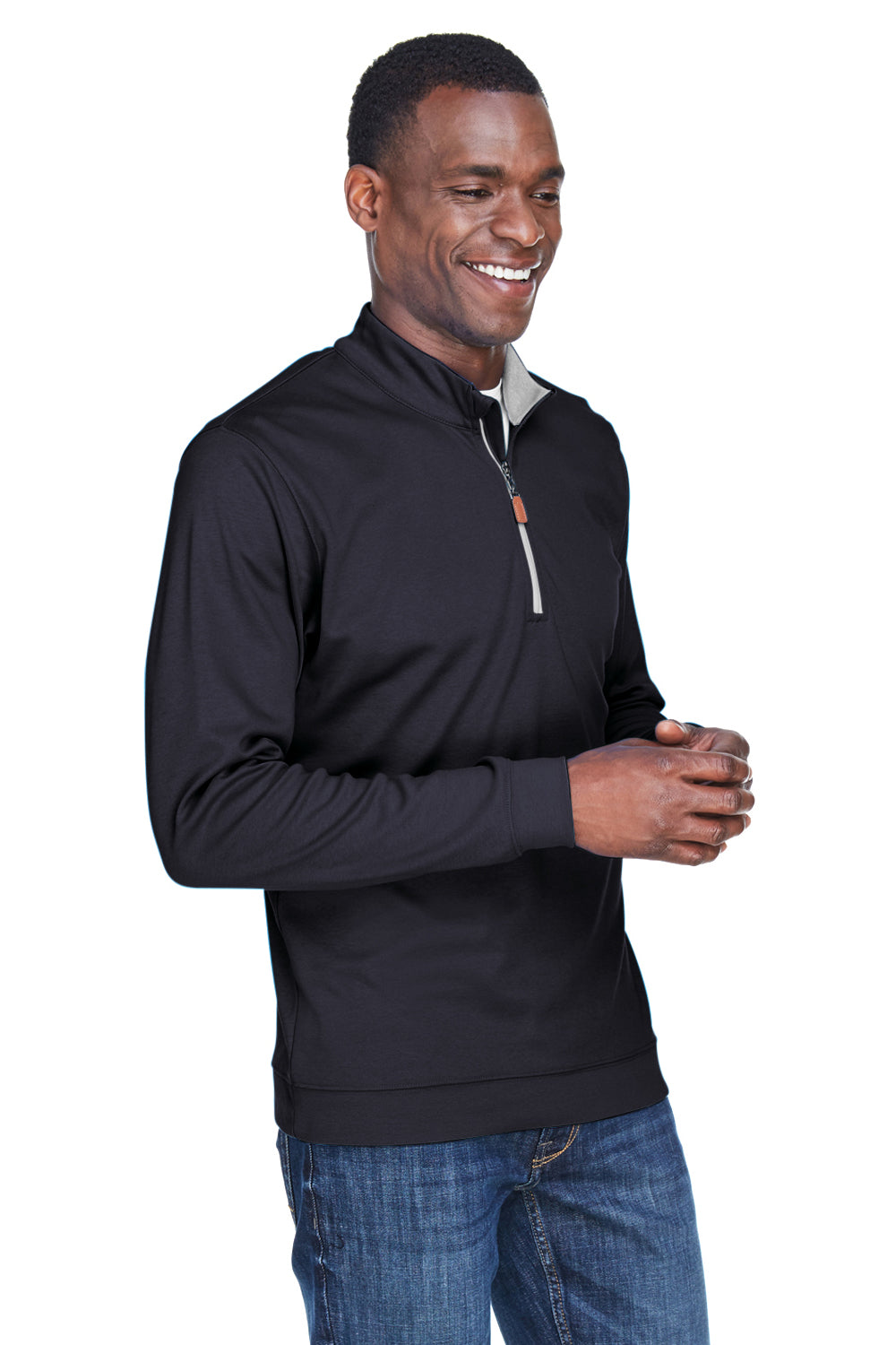 Devon & Jones DG479 Mens DryTec20 Performance Moisture Wicking 1/4 Zip Sweatshirt Black Model 3q