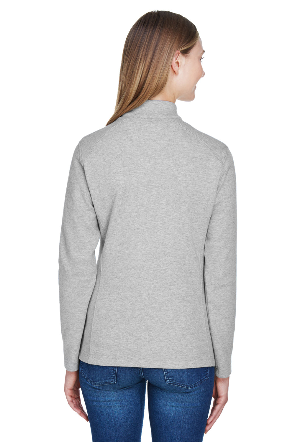 Devon & Jones DG479W Womens DryTec20 Performance Moisture Wicking 1/4 Zip Sweatshirt Heather Grey Model Back