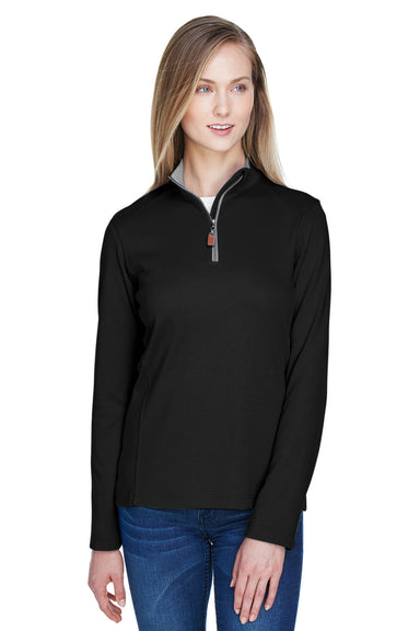 Devon & Jones DG479W Womens DryTec20 Performance Moisture Wicking 1/4 Zip Sweatshirt Black Model Front