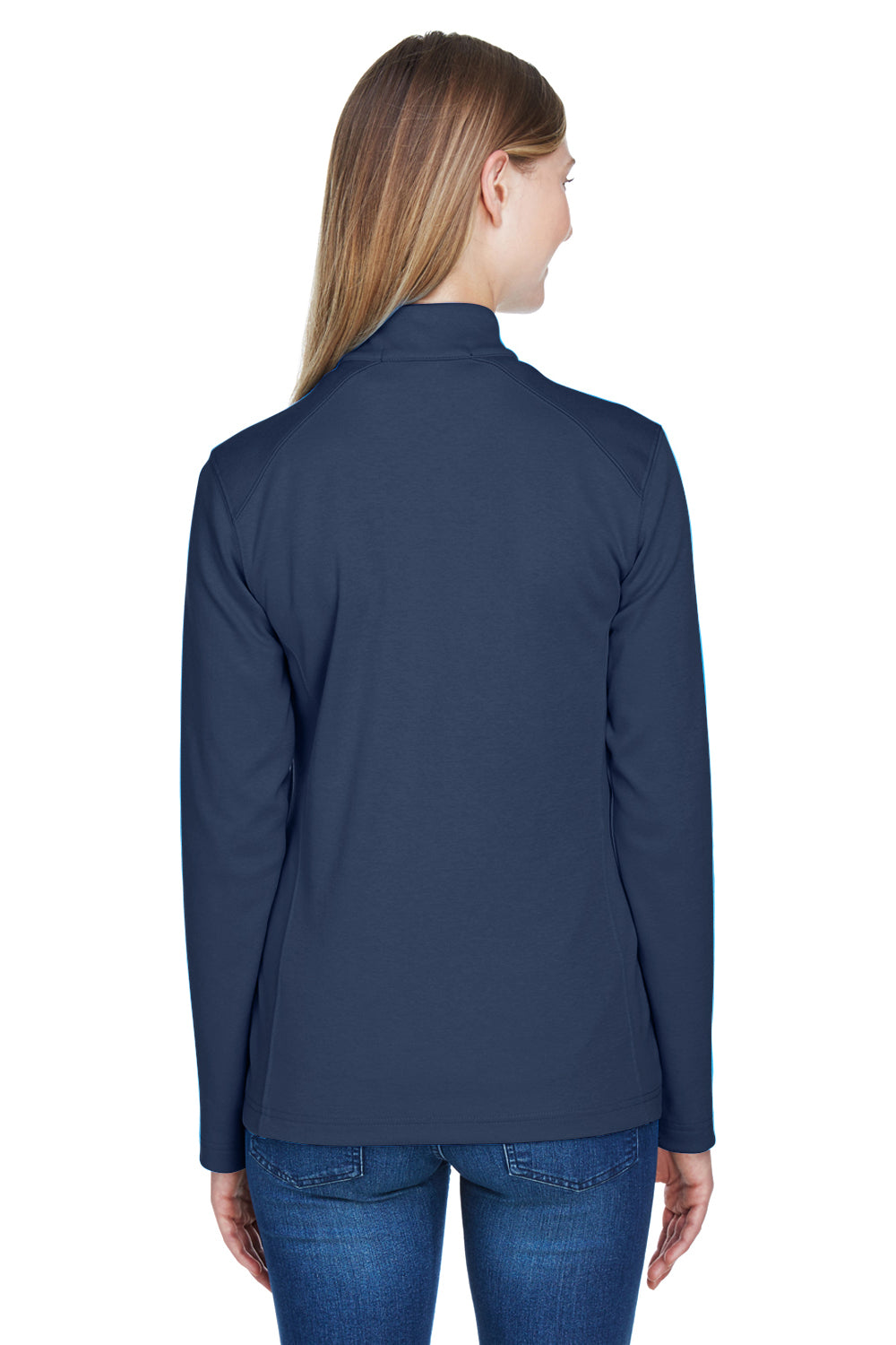 Devon & Jones DG479W Womens DryTec20 Performance Moisture Wicking 1/4 Zip Sweatshirt Navy Blue Model Back