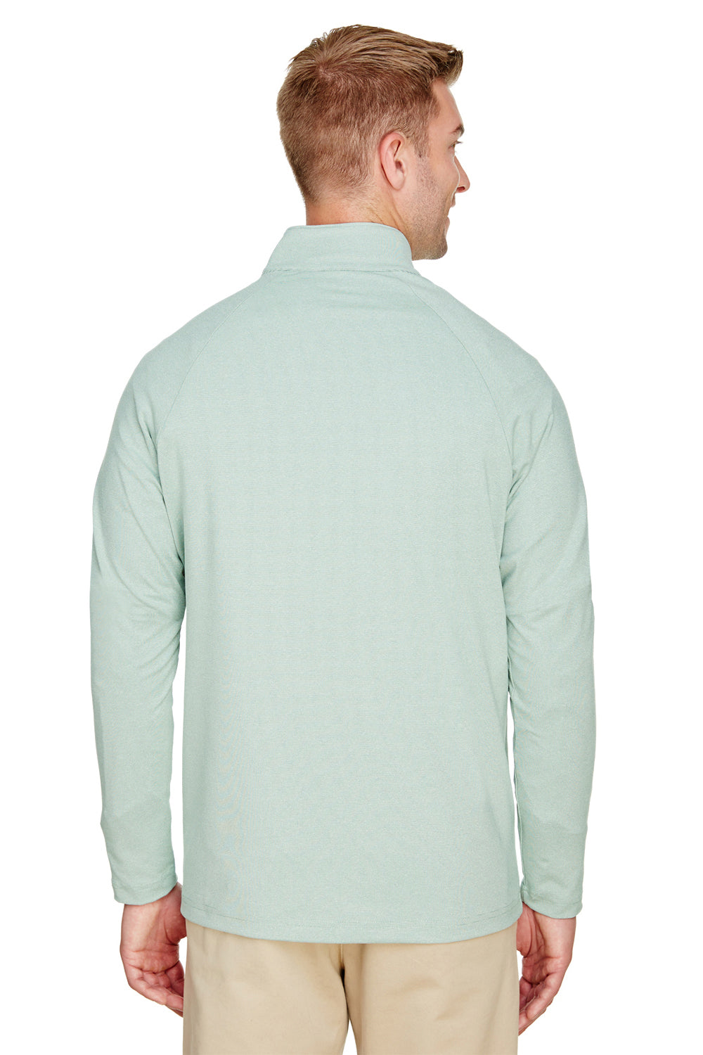 Devon & Jones DG480 Mens CrownLux Clubhouse Performance Moisture Wicking 1/4 Zip Sweatshirt Kelly Green Model Back