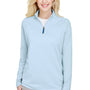 Devon & Jones Womens CrownLux Clubhouse Performance Moisture Wicking 1/4 Zip Sweatshirt - Ocean Blue