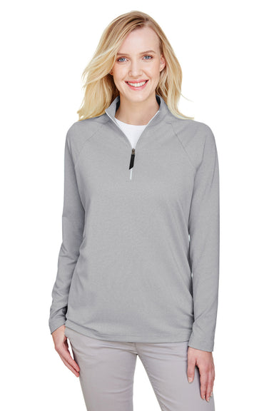 Devon & Jones DG480W Womens CrownLux Clubhouse Performance Moisture Wicking 1/4 Zip Sweatshirt Black Model Front