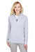 Devon & Jones DG480W Womens CrownLux Clubhouse Performance Moisture Wicking 1/4 Zip Sweatshirt Navy Blue Model Front