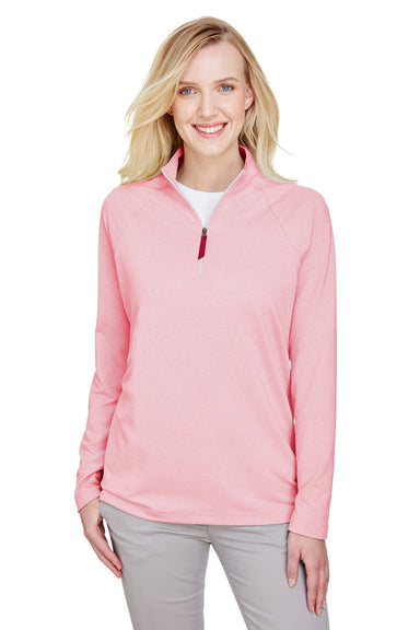 Devon & Jones DG480W Womens CrownLux Clubhouse Performance Moisture Wicking 1/4 Zip Sweatshirt Red Model Front