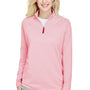 Devon & Jones Womens CrownLux Clubhouse Performance Moisture Wicking 1/4 Zip Sweatshirt - Red