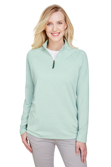 Devon & Jones DG480W Womens CrownLux Clubhouse Performance Moisture Wicking 1/4 Zip Sweatshirt Kelly Green Model Front