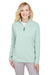 Devon & Jones DG480W Womens CrownLux Clubhouse Performance Moisture Wicking 1/4 Zip Sweatshirt Kelly Green Model Front