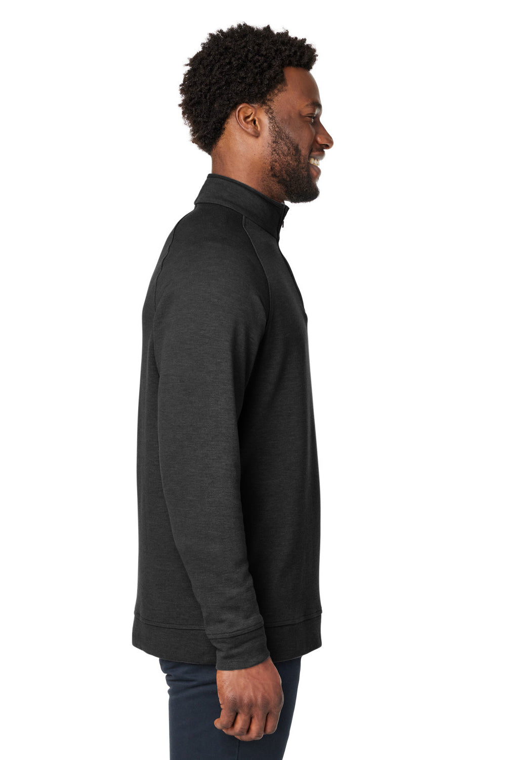 Devon & Jones DG481 Mens New Classics Charleston 1/4 Zip Sweatshirt Black Melange Model Side