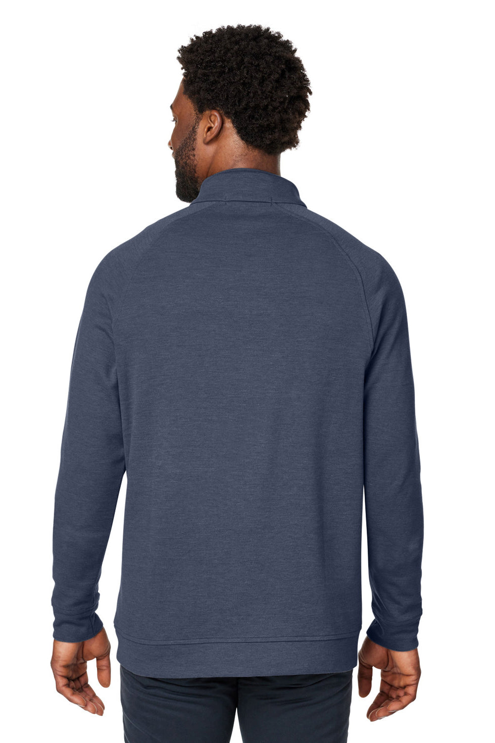 Devon & Jones DG481 Mens New Classics Charleston 1/4 Zip Sweatshirt Navy Blue Melange Model Back