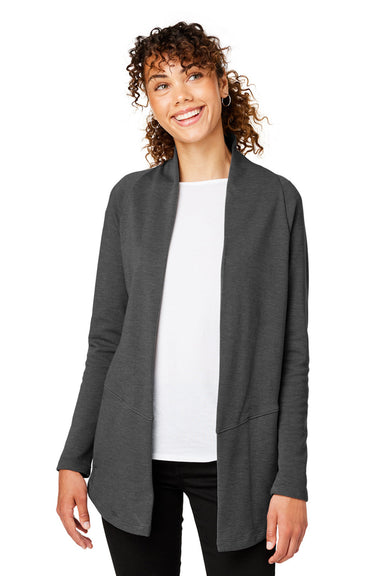 Devon & Jones DG481W Womens New Classics Charleston Cardigan Sweater Black Melange Model Front