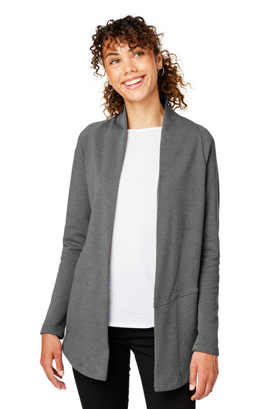 Devon & Jones DG481W Womens New Classics Charleston Cardigan Sweater Graphite Grey Melange Model Front